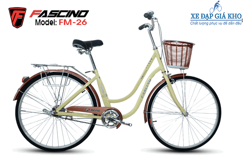 Xe Đạp Phổ Thông 26 INCH FASCINO FM26 phiên bản màu Cafe