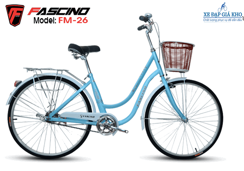 Xe Đạp Phổ Thông 26 INCH FASCINO FM26 phiên bản màu Xanh trắng
